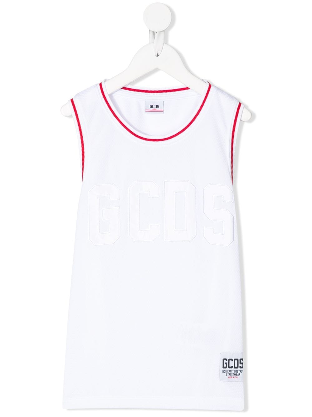 Gcds Kids' Contrast Trim Vest Top In White