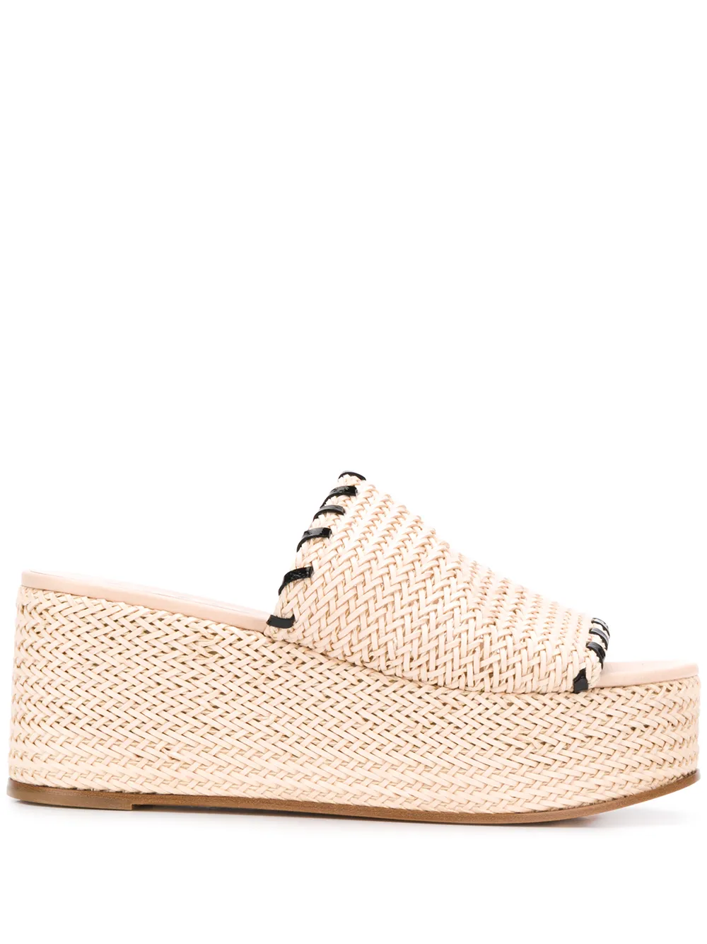 фото Casadei босоножки catenassé на танкетке с контрастной строчкой