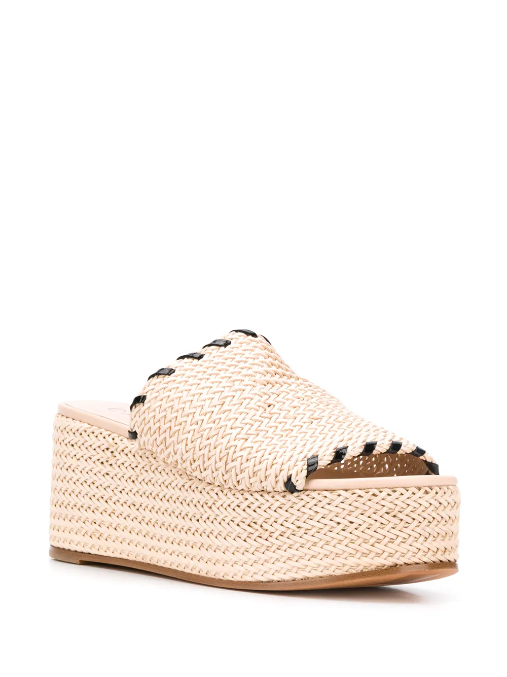 фото Casadei босоножки catenassé на танкетке с контрастной строчкой