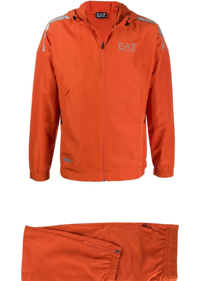 Ea7 Zipped Hooded Jacket In Orange