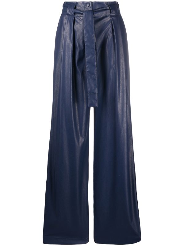 navy leather trousers