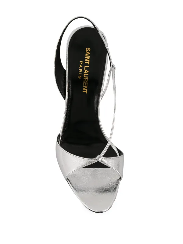 Shop silver Saint Laurent Anouk sandals 