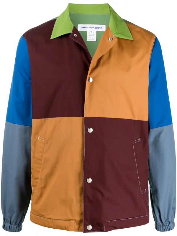 Comme Des Garçons Shirt Colour Blocked Press Stud Shirt Jacket