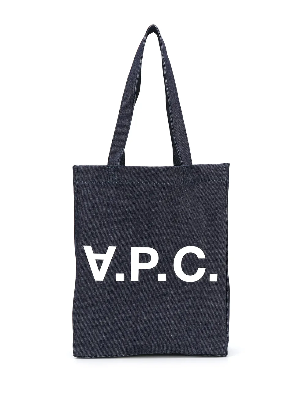 Apc Logo Denim Tote Bag In Blue