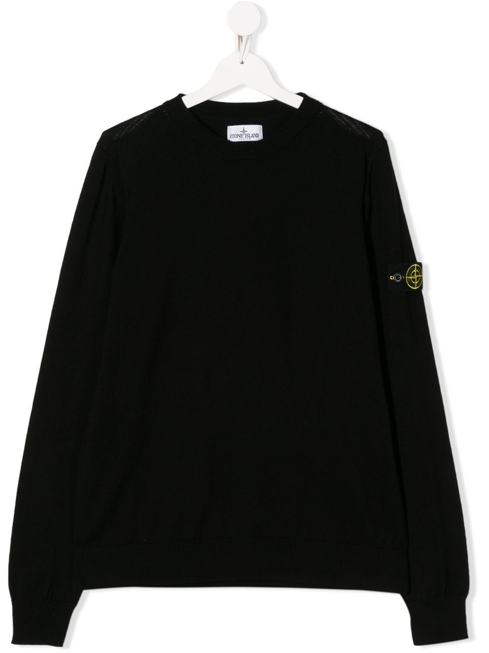 Stone Island Junior Teen Cotton Round Neck Jumper In 黑色