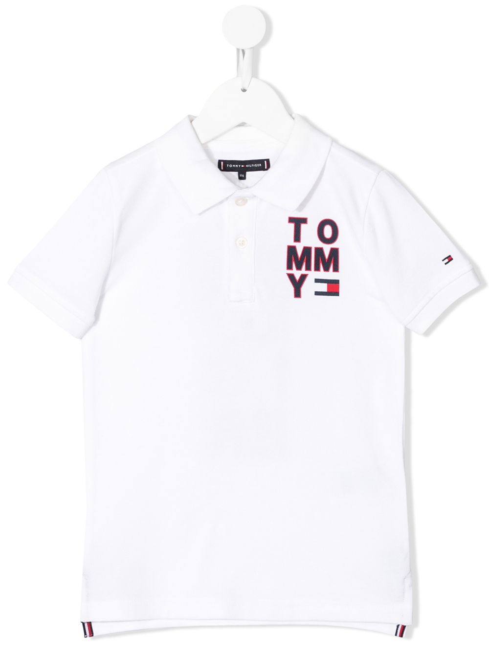 Tommy Hilfiger Kids' Logo Print Polo Shirt In White