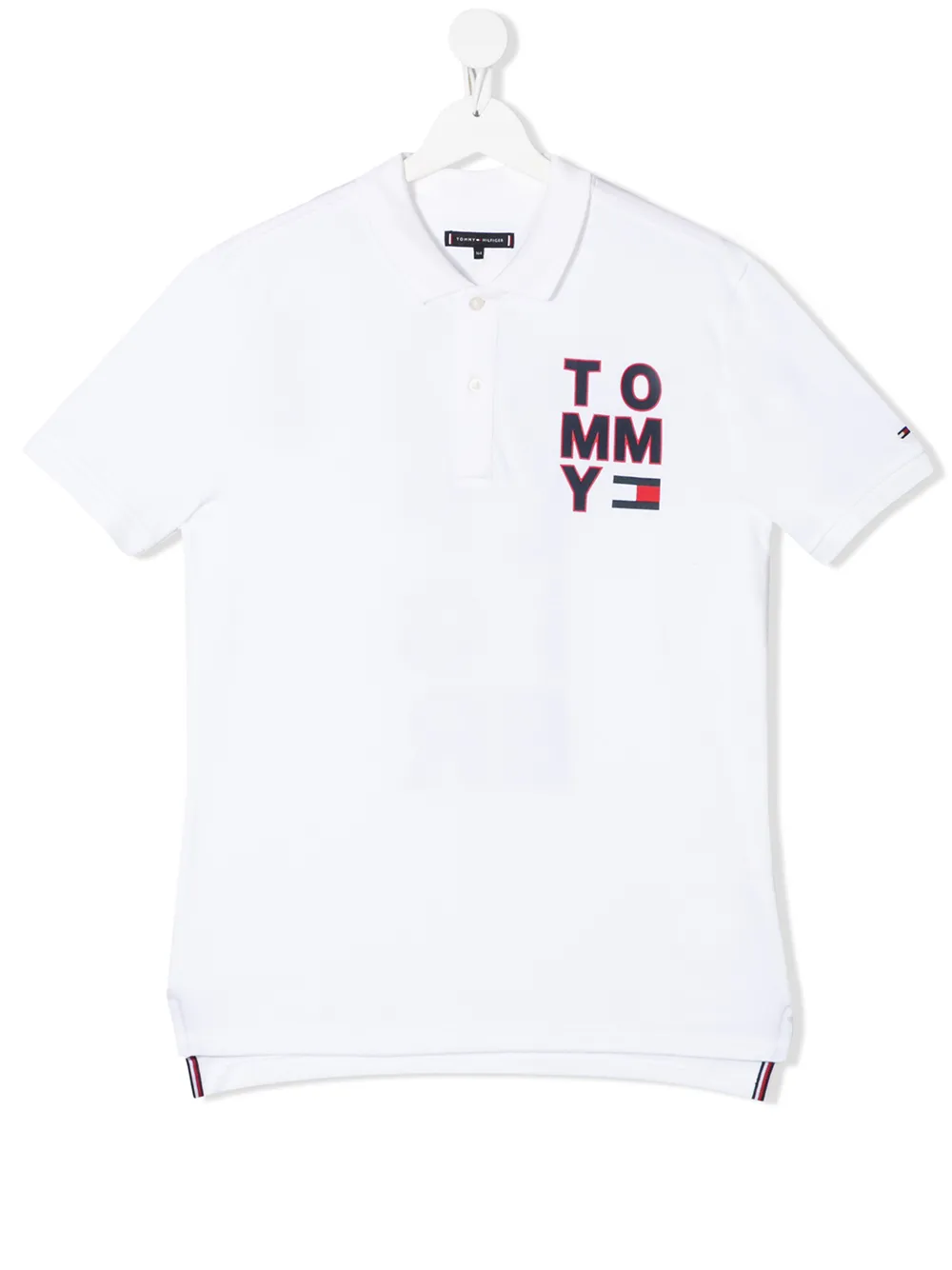 Tommy Hilfiger Teen Logo Embroidered Polo Shirt In White