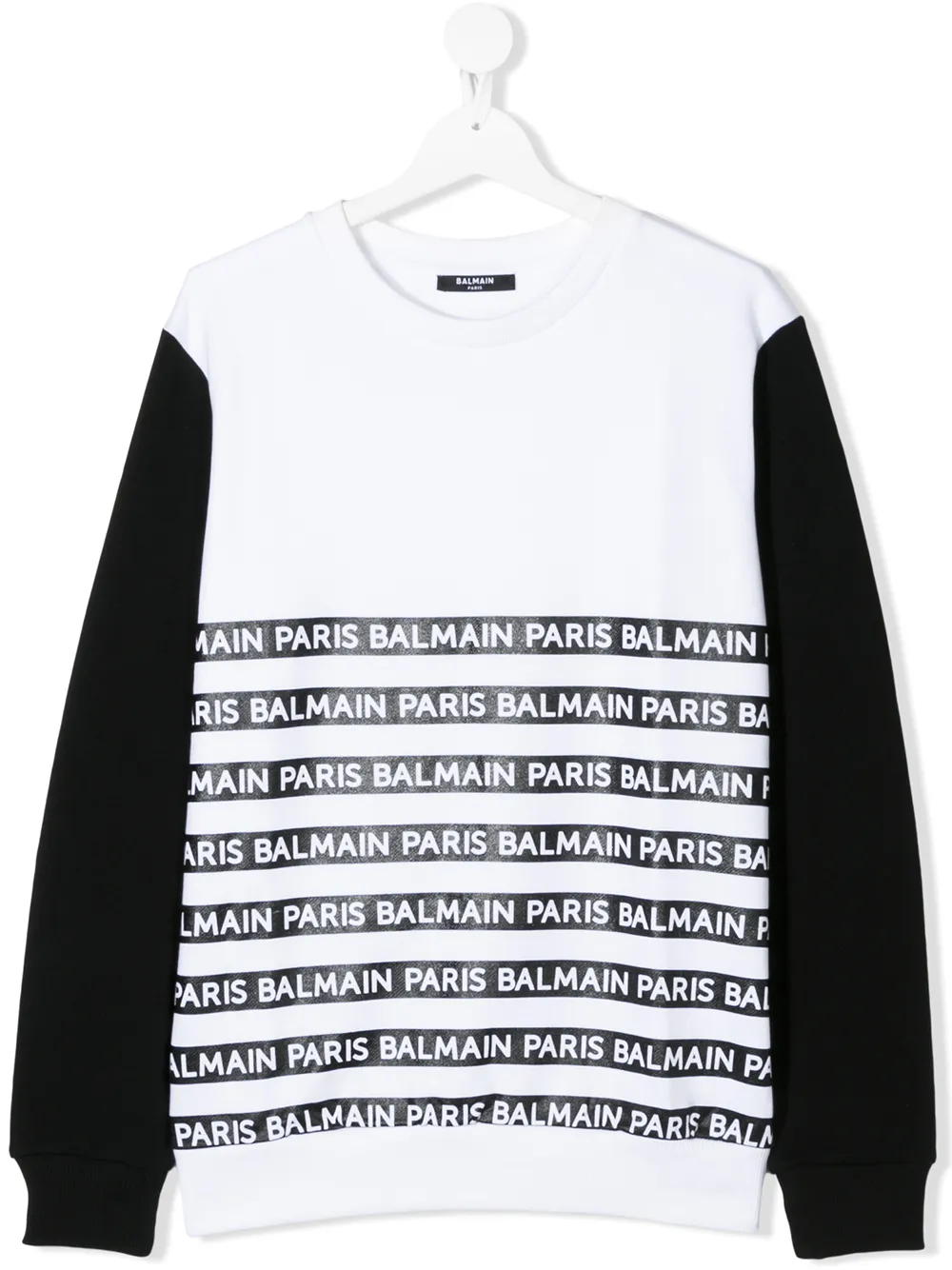 Balmain Teen Two-tone Logo-print Sweatshirt In White