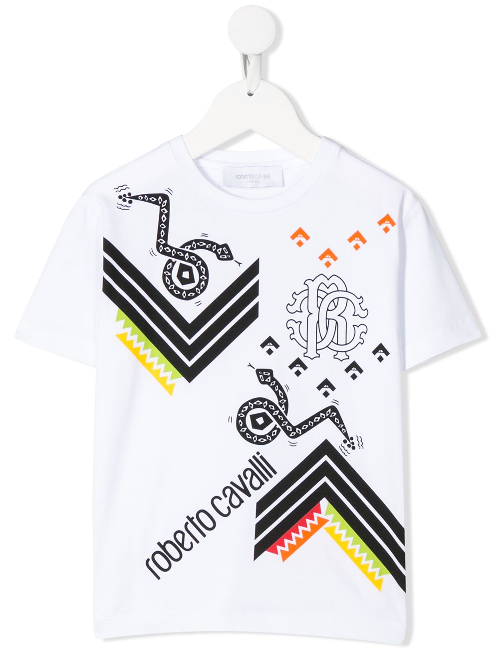 Roberto Cavalli Junior Kids' Snake Print T-shirt In White