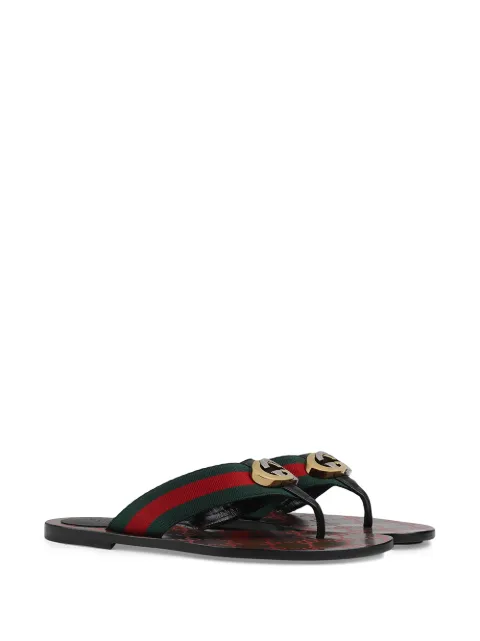 gucci kika web thong sandals white