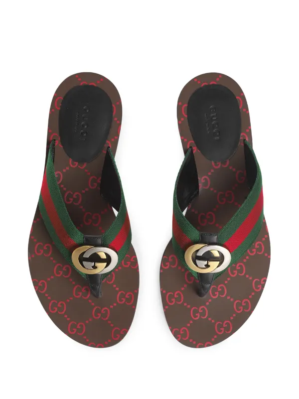 Green and red on sale gucci flip flops