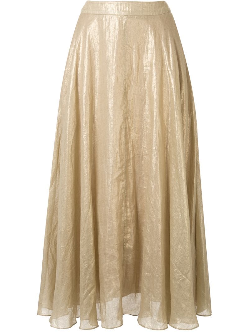 Shop Ginger & Smart Glorious Metallized A-line Skirt In Gold