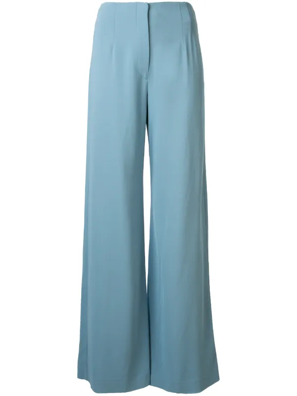 blue wide leg trousers