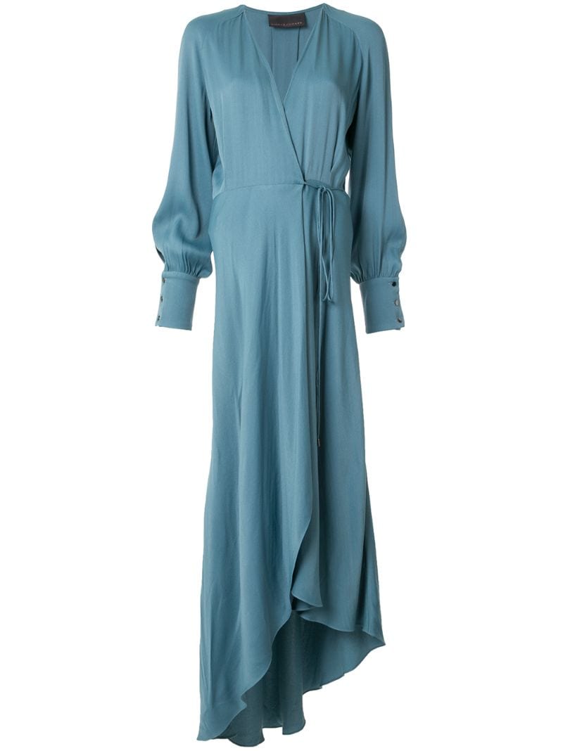 Ginger & Smart Polish Wrap-front Maxi Dress In Blue