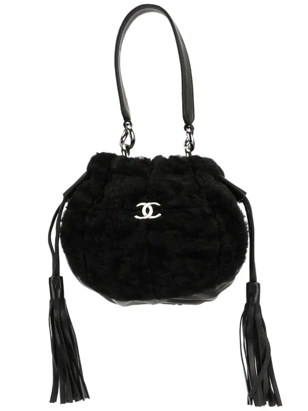 chanel black bucket bag