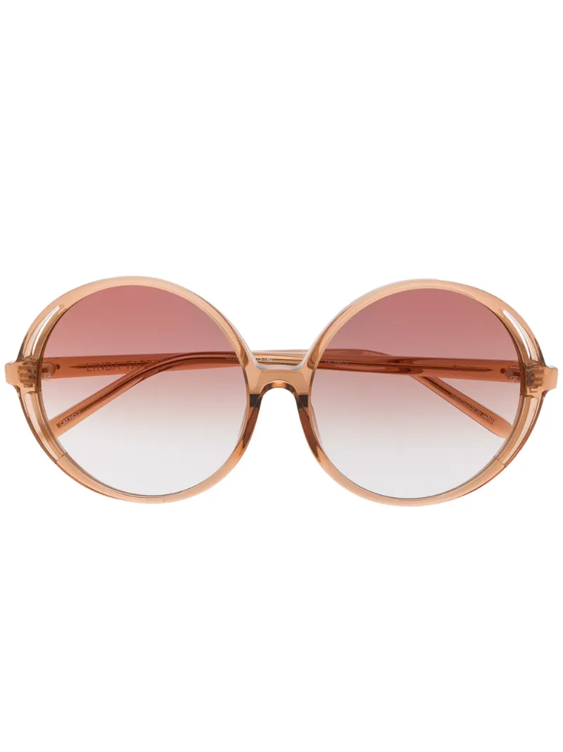 Linda Farrow Bianca Round Frame Sunglasses In Brown