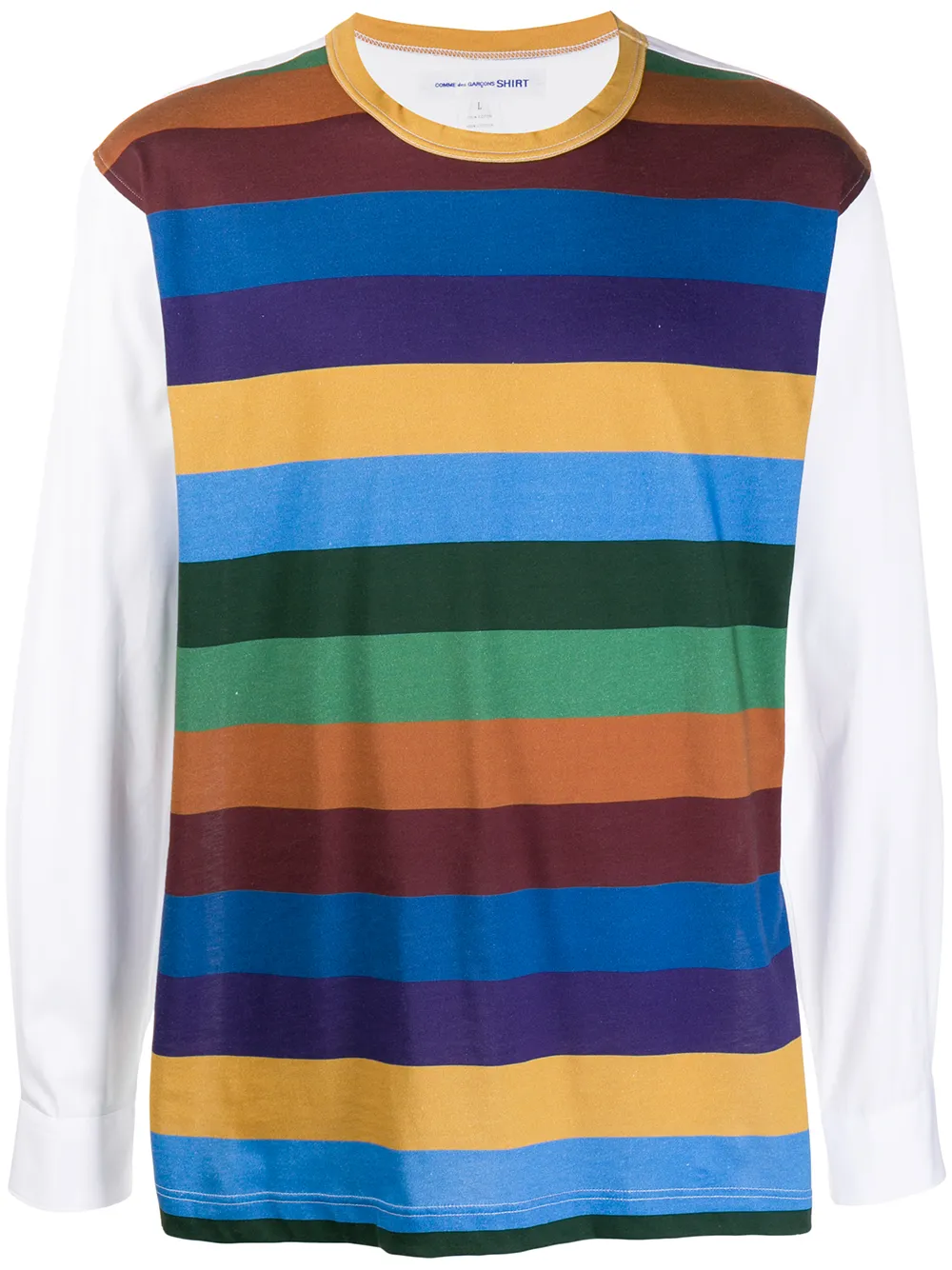 

Comme Des Garçons Shirt playera a rayas en colour block - Blanco