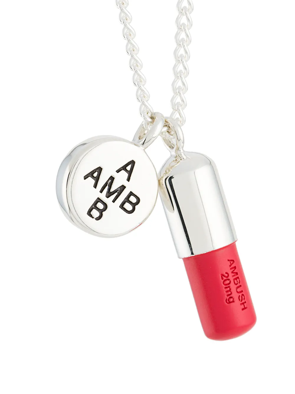 AMBUSH Pill Pendant Necklace | Silver | FARFETCH JO