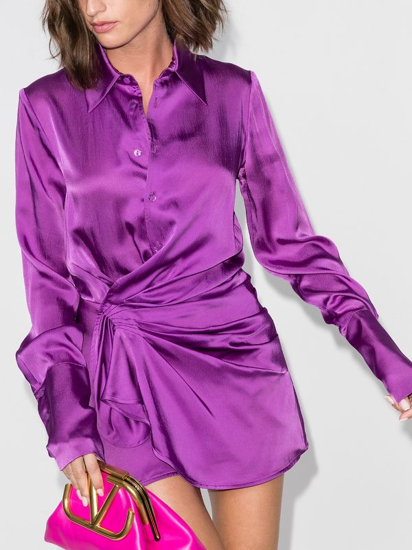 womens satin shirt dress