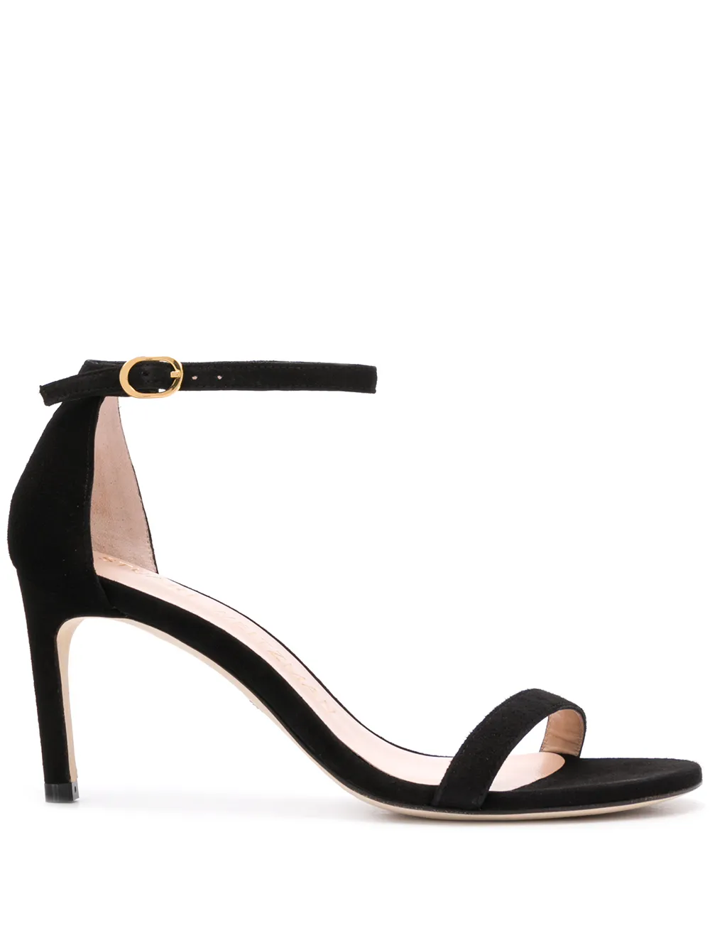 Stuart Weitzman Nunaked Straight 75mm Sandals In Black