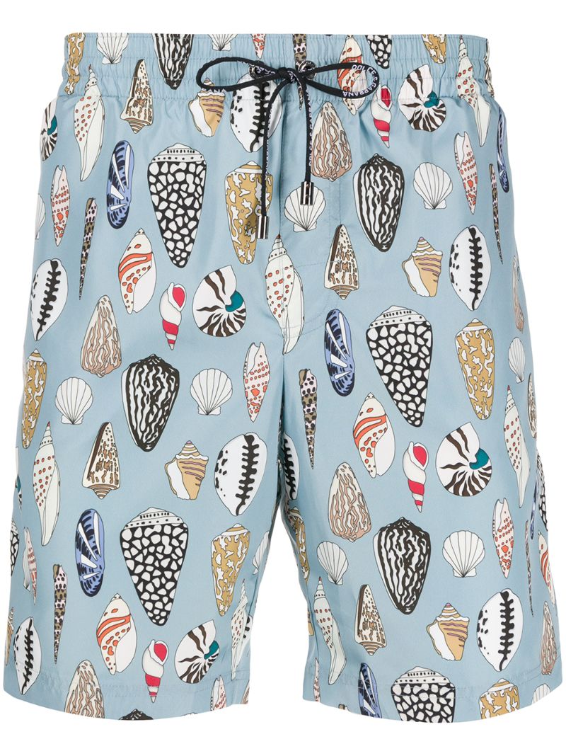 Shop Dolce & Gabbana Seashell Print Swim Shorts In Blue