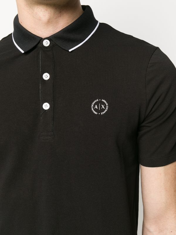 Armani Exchange Stripe Collar Cotton Blend Polo Shirt - Farfetch