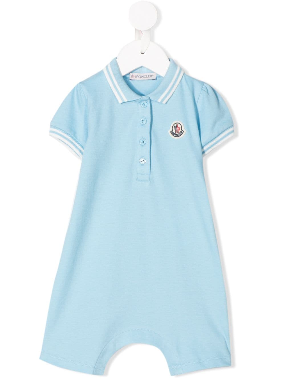 Moncler Babies' Piqué Polo Romper In Blue