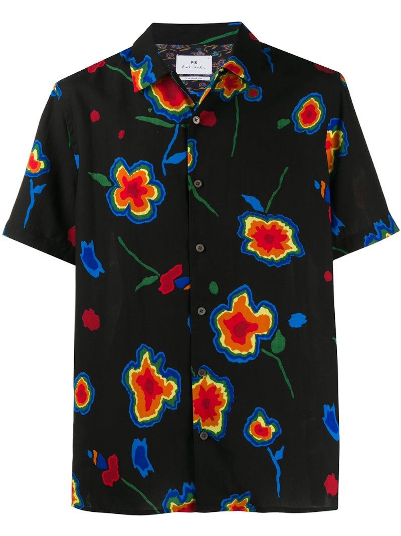 Ps By Paul Smith Floral Print Shirt In Black