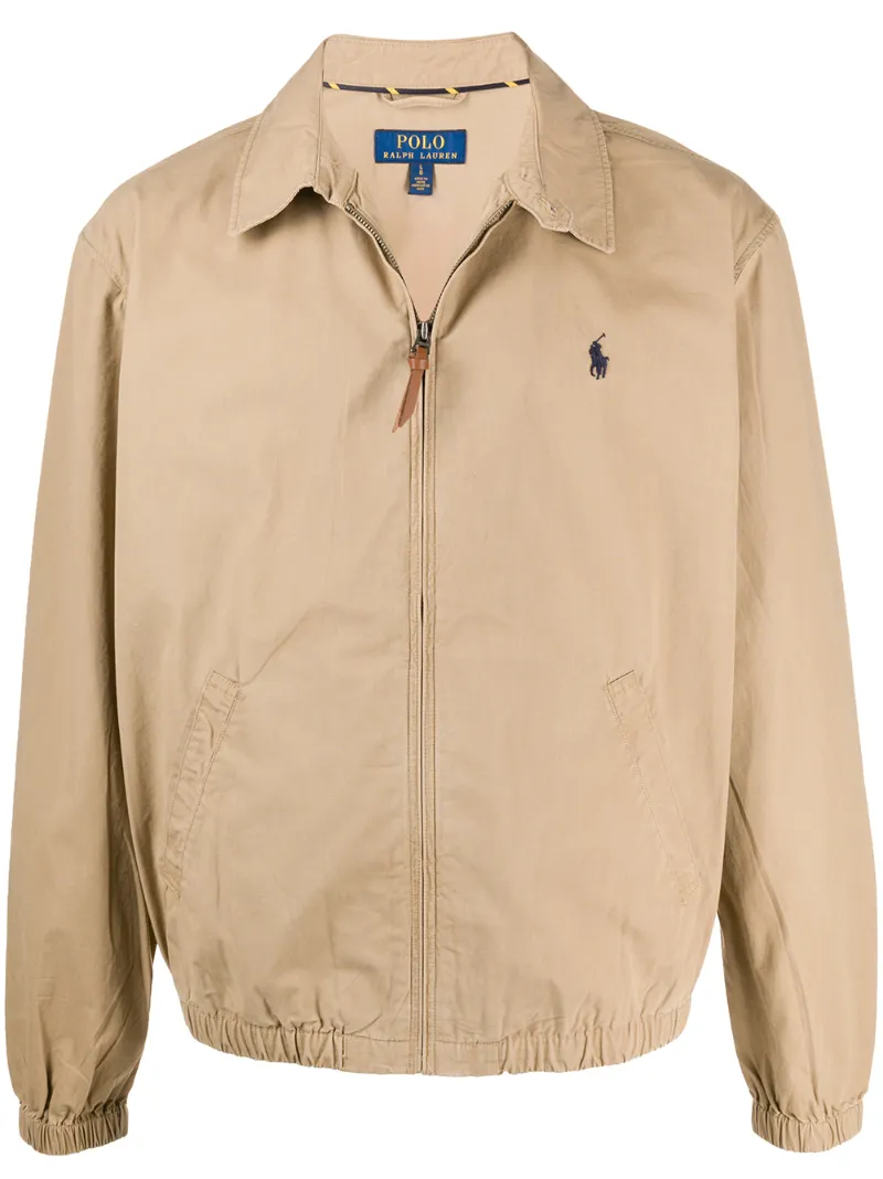 POLO RALPH LAURENベージュ ジップアップジャケット Polo Ralph Lauren Zip-up Logo Shirt Jacket In Neutrals