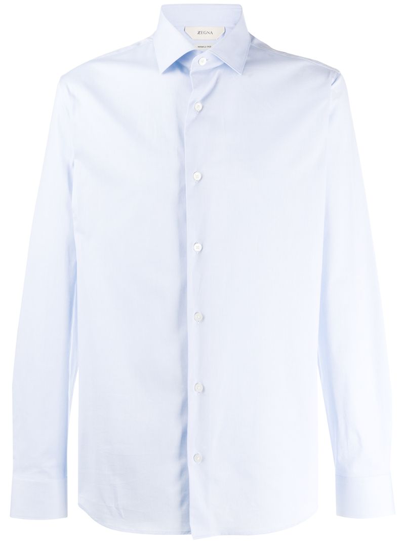 Z Zegna Pointed Collar Regular-fit Shirt In Blue