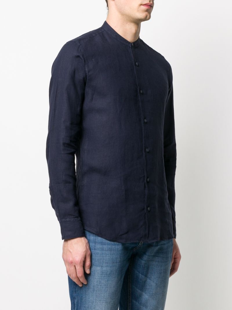 Shop Z Zegna Round Neck Curved Hem Shirt In Blue