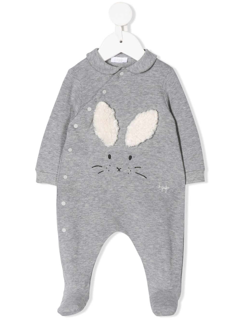 Il Gufo Babies' Bunny Pajama And Hat Set In 灰色