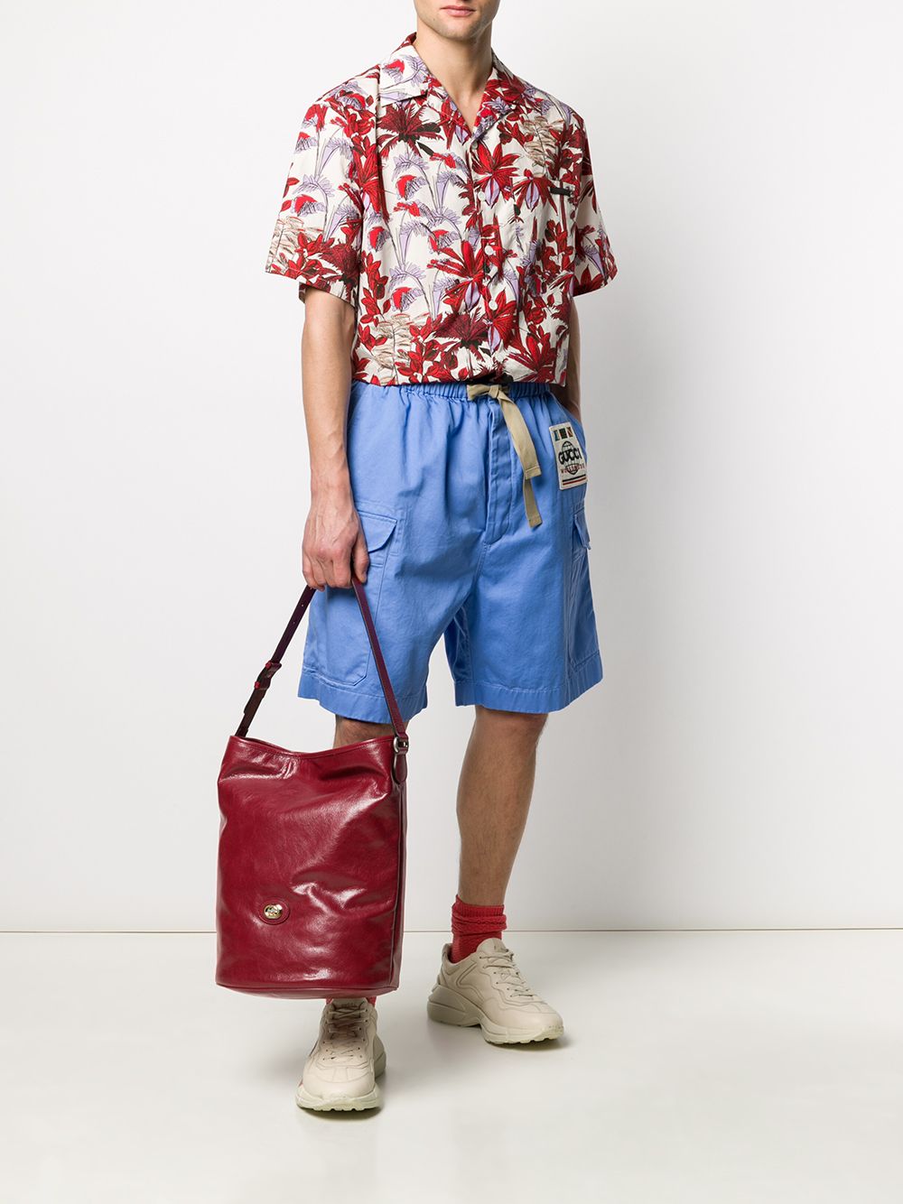 Shop Gucci Calf Leather Hobo Shoulder Bag In Red