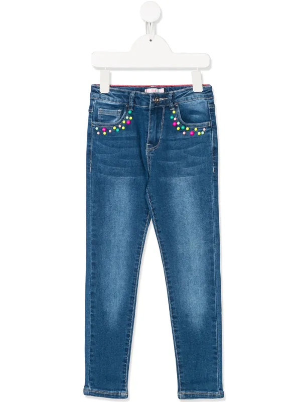 stretch embroidered jeans