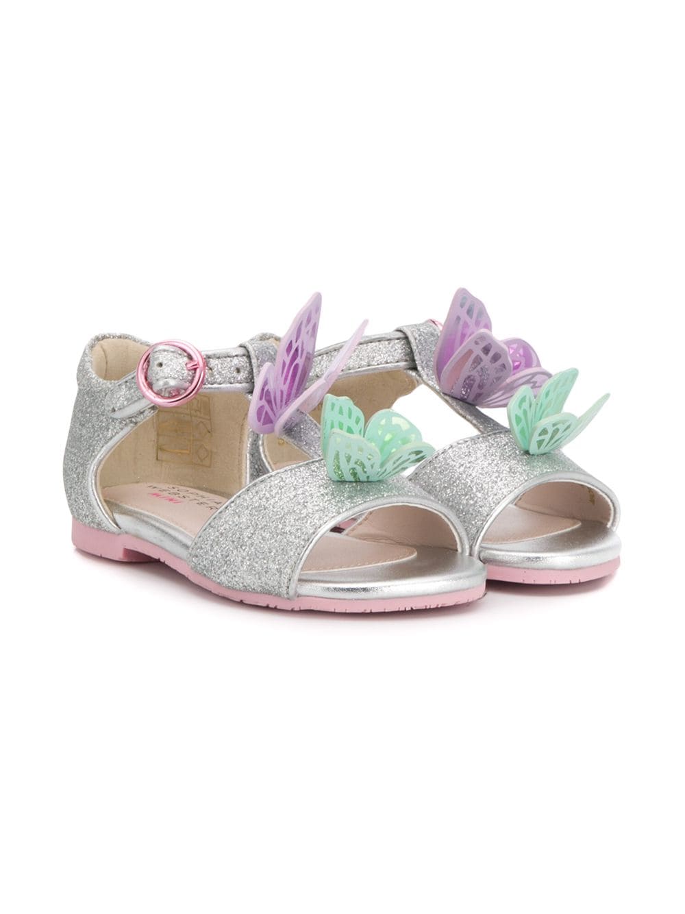 Sophia Webster Mini Babies' Riva Butterfly Appliqué Sandals In 银色