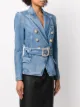 Balmain decorative-button belted jacket