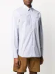 Prada pinstripe logo-patch shirt