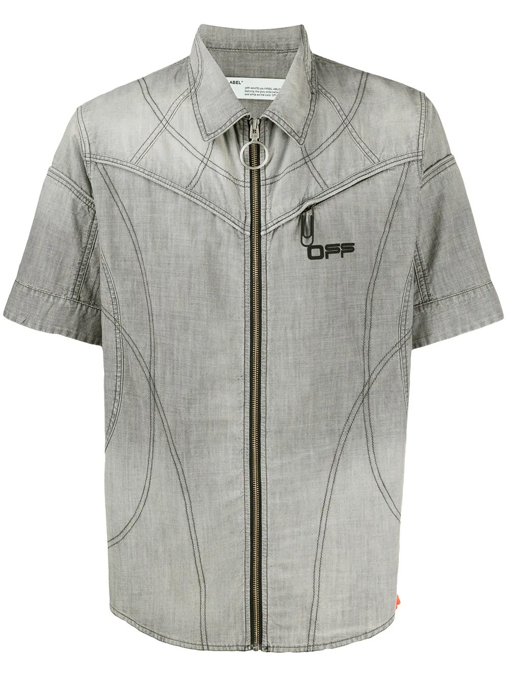 Off-white Short-sleeved Zipped Shirt In Gray
