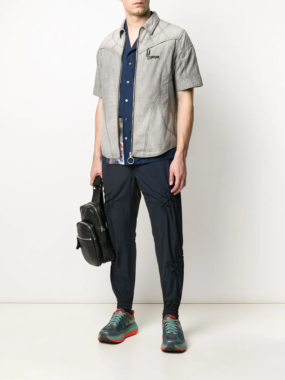 Off-White Overhemd met korte mouwen - Grijs