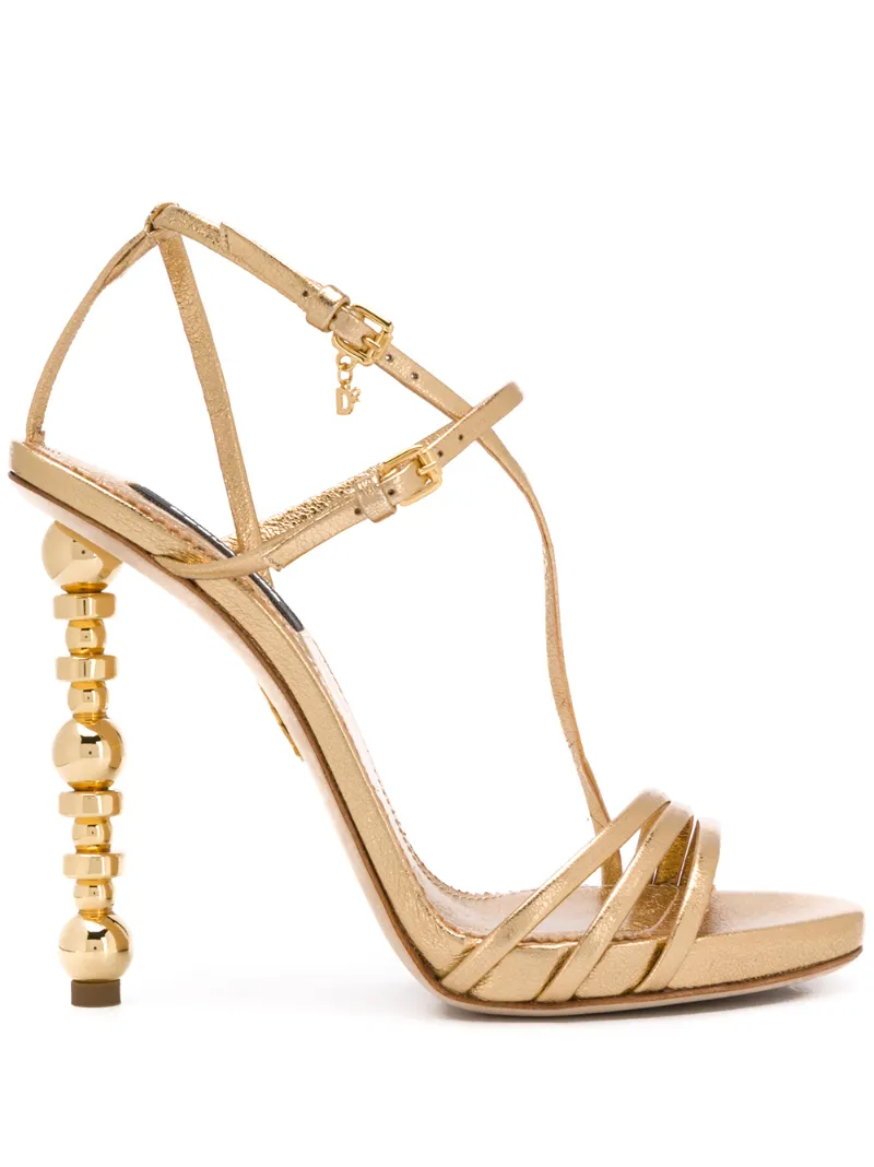 Dsquared2 Sculpted-heel Strappy Sandals In Gold