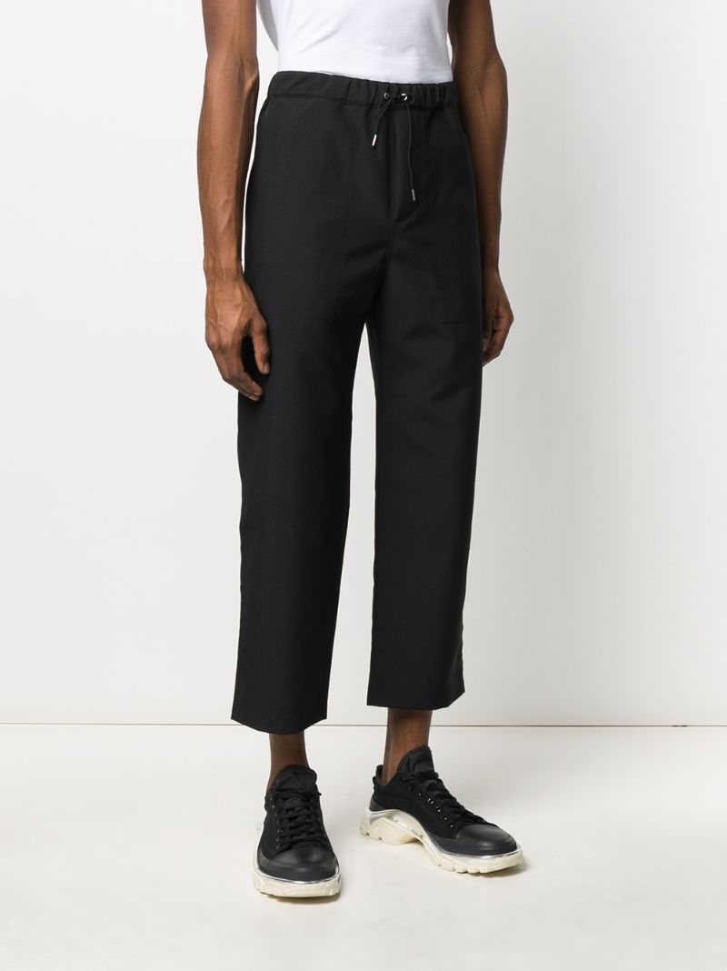 Shop Oamc High-rise Cropped Trousers In Black