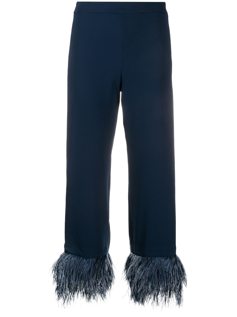 P.a.r.o.s.h Feather Trimmed Cropped Trousers In Blue