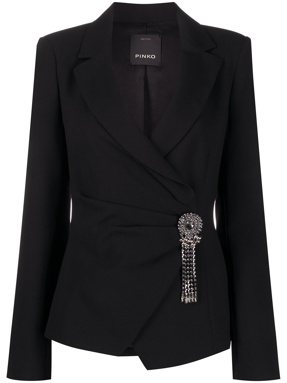 Pinko Crystal Detailed Wrapped Blazer In Black