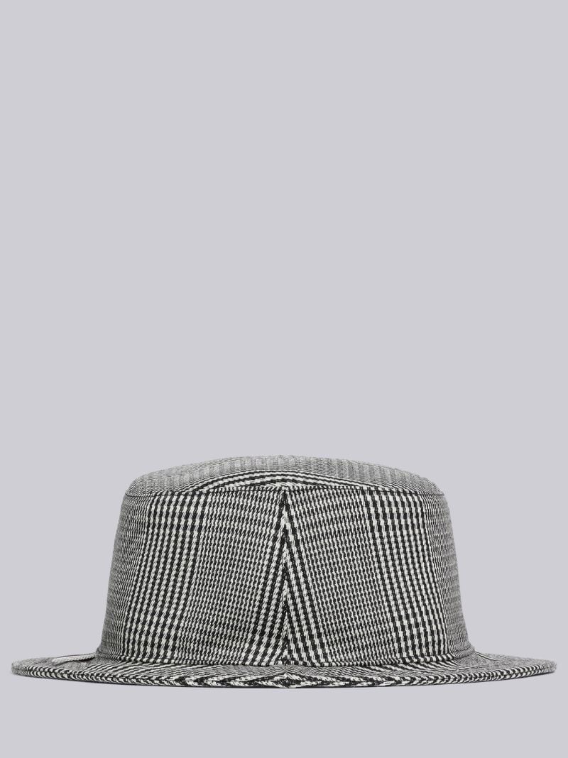 Black and White Cavalry Twill Wool Prince of Wales Classic Bucket Hat