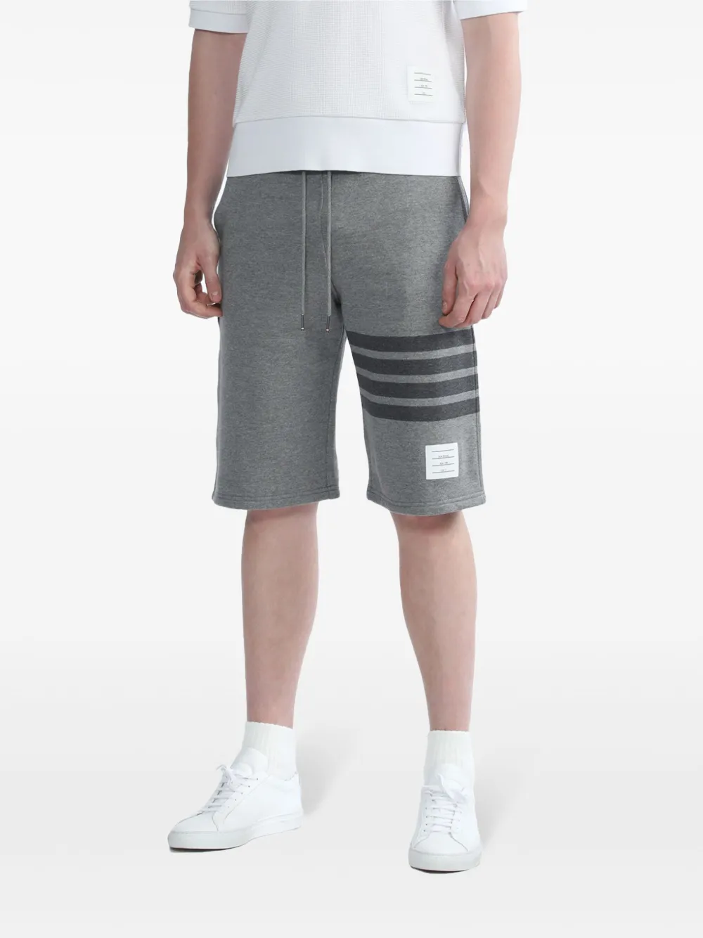  Thom Browne Gestreifte Joggingshorts   Grau 