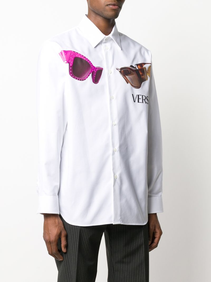 Shop Versace Sunglasses Print Shirt In White