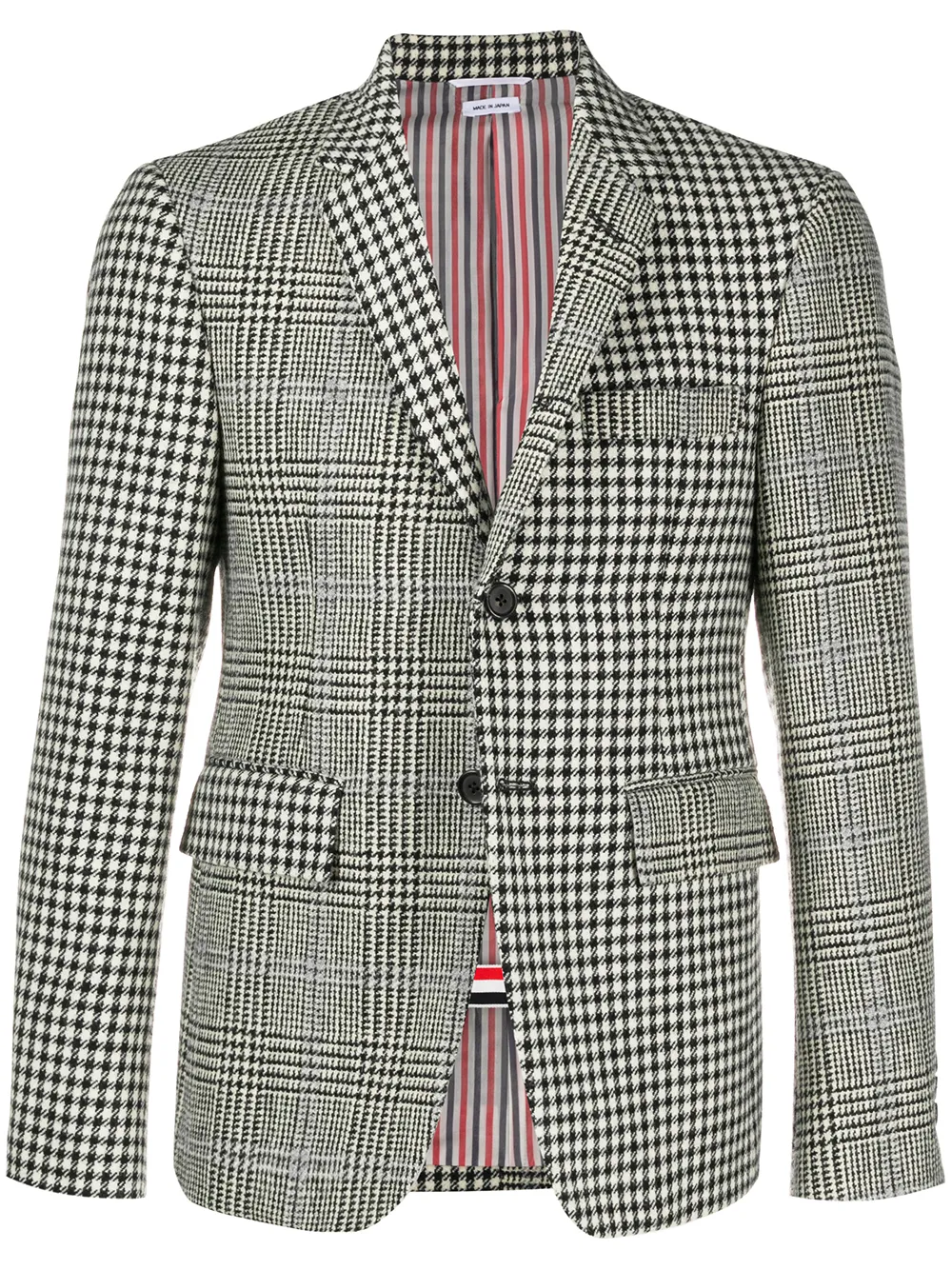 

Thom Browne mixed check wool blazer - Black