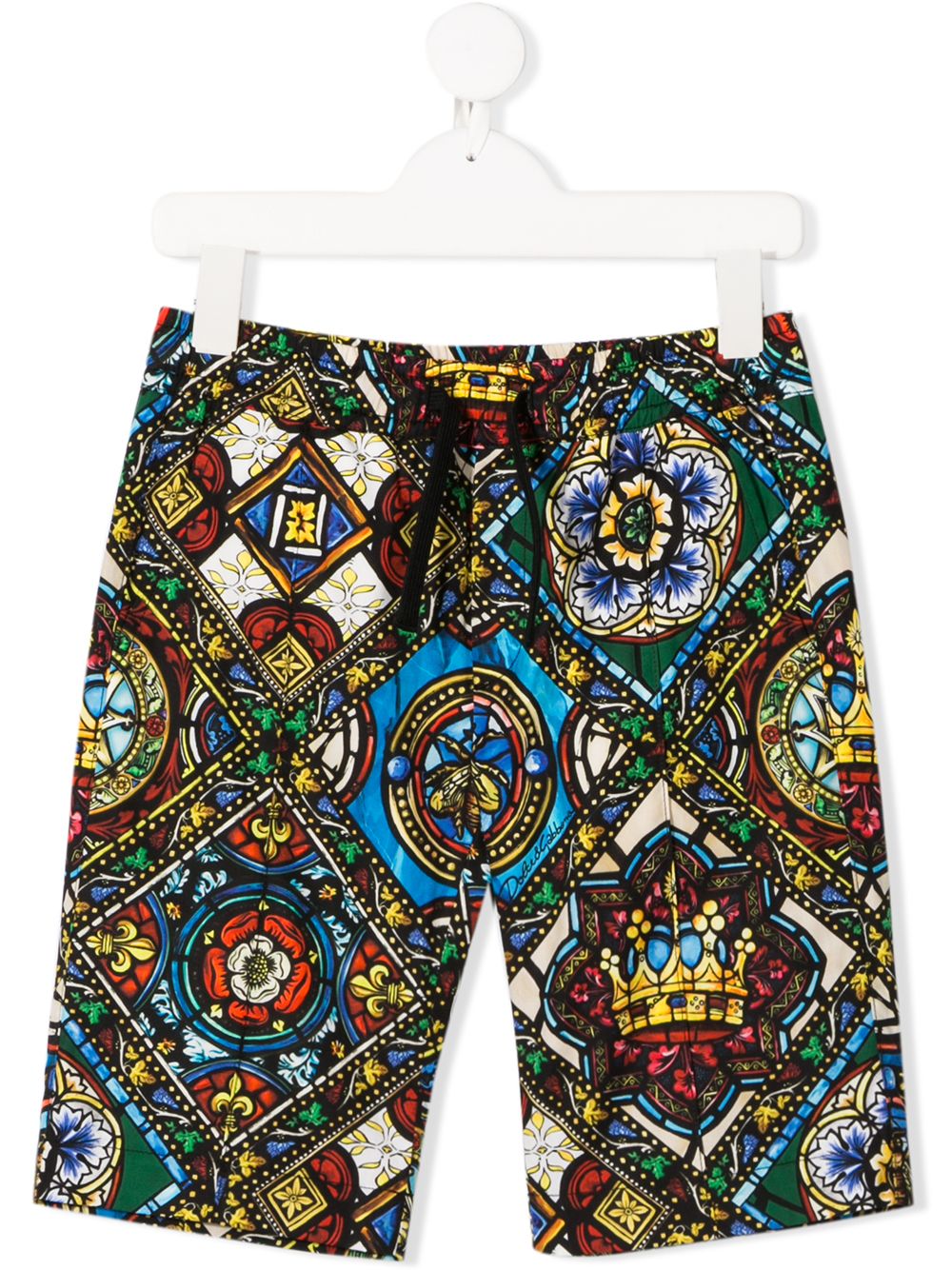 Shop Dolce & Gabbana Stained Glass Window-print Shorts In Black