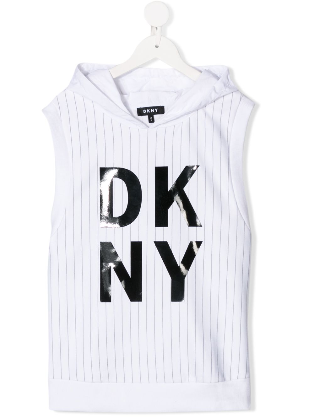 фото Dkny kids полосатый топ с капюшоном и логотипом