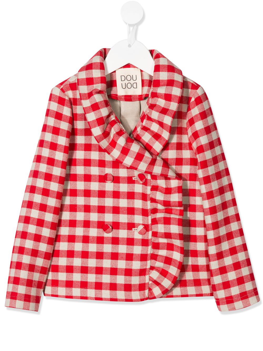 фото Douuod kids ruffled trim checked blazer